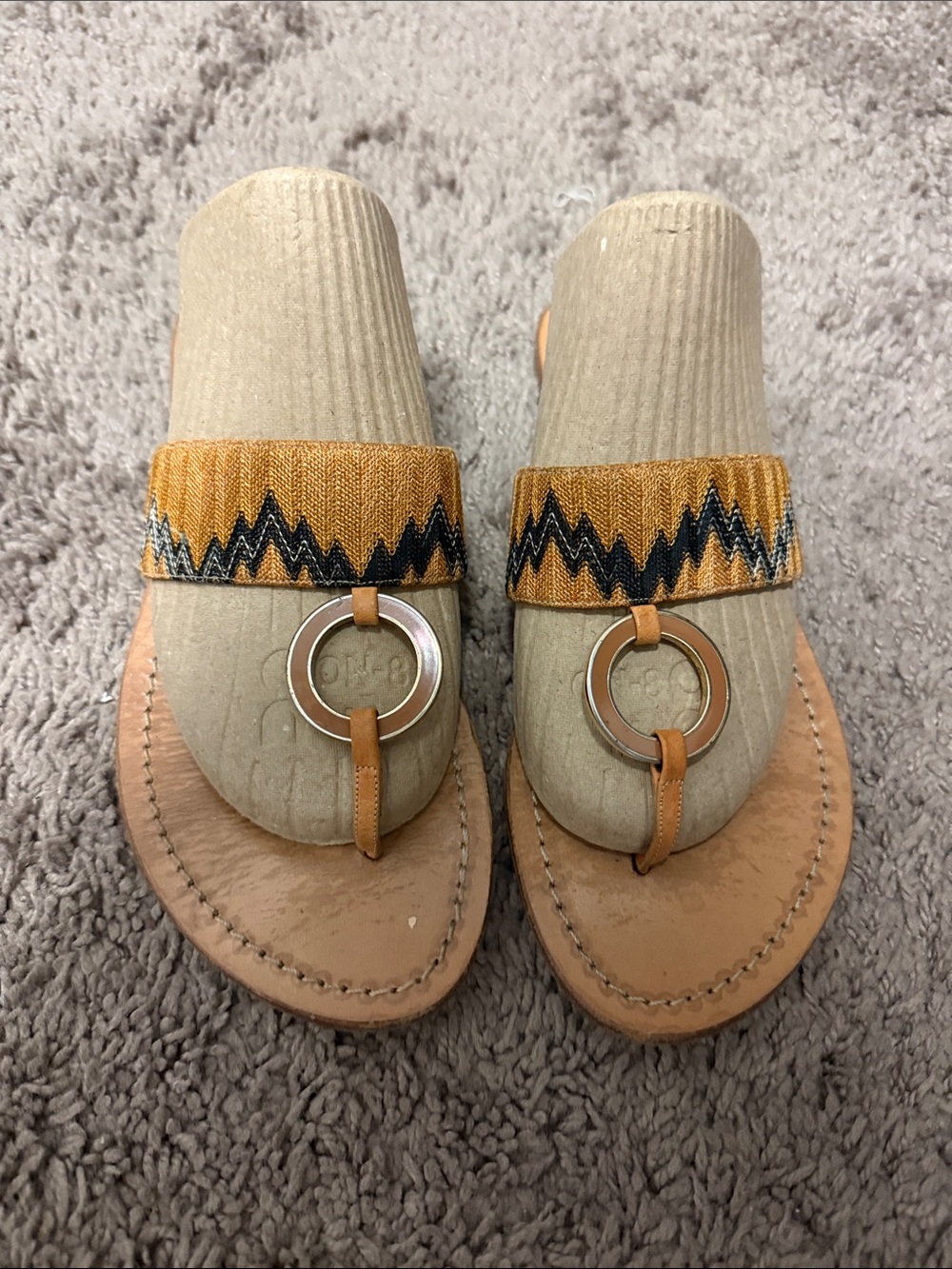 Missoni Metallic Gold Zigzag Strap Toe-Ring Sandals